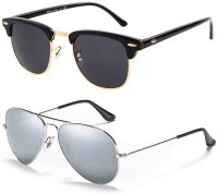 dio moda Clubmaster Sunglasses(For Men & Women, Black, Silver)