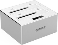 Orico Aluminum Chassis 2 Bay SATA 3.0 to USB 3.0 Hard Drive Docking Station/Duplicator for 2.5-Inch and 3.5-Inch HDD - Silver 3.5 inch External hard drive enclosure(For Windows XP or Later, MAC OS and LINUX, Silver)