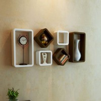 Artesia Wooden Wall Shelf(Number of Shelves - 6, Brown, White)   Furniture  (Artesia)