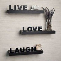 View Artesia Love Love Laugh Wooden Wall Shelf(Number of Shelves - 3, Black) Furniture (Artesia)