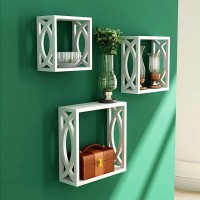 View Artesia Nested With Jali Work Wooden Wall Shelf(Number of Shelves - 3, White) Furniture (Artesia)