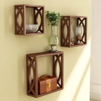 View Artesia Cubical Wooden Wall Shelf(Number of Shelves - 3, Brown) Furniture (Artesia)