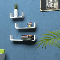 Artesia U Shape Floating Wooden Wall Shelf(Number of Shelves - 3, White)   Furniture  (Artesia)