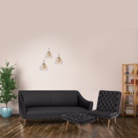Furny Virginia Designer Leatherette 3 + 1 + 1 Black Sofa Set   Furniture  (Furny)