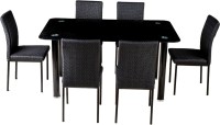Woodness Glass 6 Seater Dining Set(Finish Color - Black)   Furniture  (Woodness)
