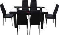 View Woodness Glass 6 Seater Dining Set(Finish Color - Black) Furniture