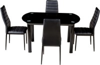 View Woodness Glass 4 Seater Dining Set(Finish Color - Black) Furniture