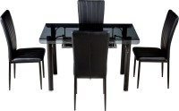 View Woodness Glass 4 Seater Dining Set(Finish Color - Black) Furniture (Woodness)