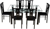 Woodness Glass 6 Seater Dining Set(Finish Color - Black)   Furniture  (Woodness)