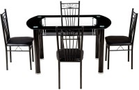 Woodness Glass 4 Seater Dining Set(Finish Color - Black)   Furniture  (Woodness)