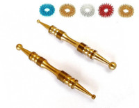 ACUPRESSURE Sujok Acupressure Probe Compact Brass Metal Diagnostic Jimmys Set of 2 + Sujok Rings Set of 5 Compact Jimmy Massager(Multicolor)