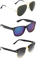 Zyaden Aviator, Wayfarer, Clubmaster Sunglasses(For Men & Women, Black, Multicolor, Black)