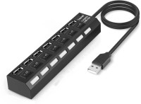 ReTrack 7 Ports USB 2.0 High Speed ON OFF Sharing Switch USB Hub(Black)   Laptop Accessories  (ReTrack)