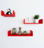 View all crafts art u rank shelf MDF Wall Shelf(Number of Shelves - 3, Red) Furniture (ALL CRAFTS ART)