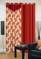 Ville Style 214 cm (7 ft) Polyester Door Curtain (Pack Of 2)(Abstract, Red)