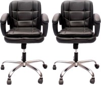 V J Interio Leatherette Office Executive Chair(Black, Set of 2)   Furniture  (VJ Interior)