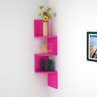 Masterwood pink zig zag MDF Wall Shelf(Number of Shelves - 3, Pink)   Furniture  (Masterwood)