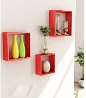 View Decorasia Square Nesting Red MDF Wall Shelf(Number of Shelves - 3, Red) Furniture (Decorasia)