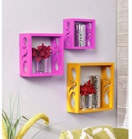 View Decorasia Square Nesting Pink & Yellow MDF Wall Shelf(Number of Shelves - 3, Pink, Yellow) Furniture (Decorasia)