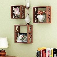 View Decorasia Square Nesting Brown MDF Wall Shelf(Number of Shelves - 3, Brown) Furniture (Decorasia)