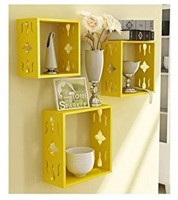 View Decorasia Square Nesting Yellow MDF Wall Shelf(Number of Shelves - 3, Yellow) Furniture (Decorasia)