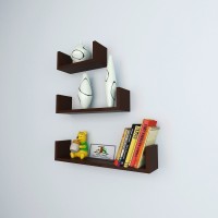 View Decorasia U Shaped Floating Brown MDF Wall Shelf(Number of Shelves - 3, Brown) Furniture (Decorasia)