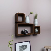 Decorasia Brown Cube Shape MDF Wall Shelf(Number of Shelves - 3, Brown)   Furniture  (Decorasia)