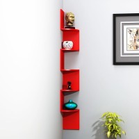 View Decorasia Red Zigzag Corner MDF Wall Shelf(Number of Shelves - 5, Red) Furniture (Decorasia)
