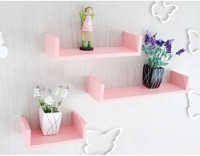 Decorasia U Shaped Floating Pink MDF Wall Shelf(Number of Shelves - 3, Pink)   Furniture  (Decorasia)