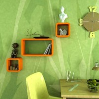 Decorasia Orange Cube Shape MDF Wall Shelf(Number of Shelves - 3, Orange)   Furniture  (Decorasia)