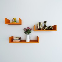 View Decorasia U Shaped Floating Orange MDF Wall Shelf(Number of Shelves - 3, Orange) Furniture (Decorasia)