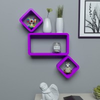 View Decorasia Cube Shape Purple MDF Wall Shelf(Number of Shelves - 3, Purple) Furniture (Decorasia)