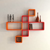 View Decorasia Red & Orange Cube Shape MDF Wall Shelf(Number of Shelves - 6, Red, Orange) Furniture (Decorasia)