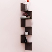 Decorasia Brown Zigzag Corner MDF Wall Shelf(Number of Shelves - 5, Brown)   Furniture  (Decorasia)