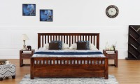 View Furnspace Flint Storage Bed Solid Wood Queen Bed With Storage(Finish Color -  Honey Sheesham Dark) Furniture (Furnspace)