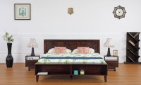 View Furnspace Alivar Bed Solid Wood King Bed(Finish Color -  Walnut Sheesham Dark) Furniture (Furnspace)