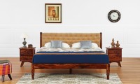 View Furnspace Pebble Bed Solid Wood King Bed(Finish Color -  Natural Sheesham) Furniture (Furnspace)