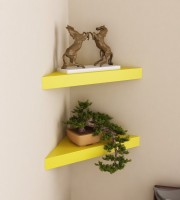 View Decorasia Yellow Corner Set of 2 MDF Wall Shelf(Number of Shelves - 2, Yellow) Furniture (Decorasia)