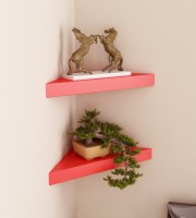 View Decorasia Red Corner Set Of 2 MDF Wall Shelf(Number of Shelves - 2, Red) Furniture (Decorasia)