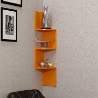 Decorasia Orange Zigzag Corner MDF Wall Shelf(Number of Shelves - 3, Orange)   Furniture  (Decorasia)