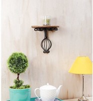 View Decorasia Wooden & Wrought Iron Wall Bracket Wooden, Iron Wall Shelf(Number of Shelves - 1, Brown) Furniture (Decorasia)