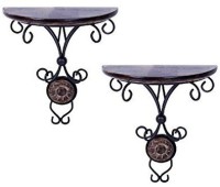View Decorasia Wooden & Wrought Iron Wall Bracket/Rack Wooden, Iron Wall Shelf(Number of Shelves - 2, Brown) Furniture