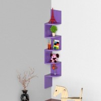 Decorasia Purple Zigzag Corner MDF Wall Shelf(Number of Shelves - 5, Purple)   Furniture  (Decorasia)
