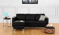 Furnspace Alcyone L-Shaped Sectional Sofa Leatherette 4 Seater(Finish Color - Black)   Furniture  (Furnspace)