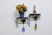 View Decorasia Wood & Wrought Iron Duple- A dual Wooden, Iron Wall Shelf(Number of Shelves - 2, Brown) Furniture (Decorasia)