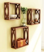 CraftOnline wall rack shelf Wooden Wall Shelf(Number of Shelves - 3, Brown)   Furniture  (CraftOnline)