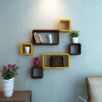 CraftOnline wall shelf Wooden Wall Shelf(Number of Shelves - 6, Brown, Brown)   Furniture  (CraftOnline)