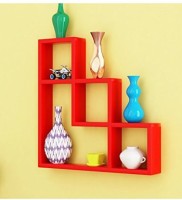 View Decorasia L Shape MDF Wall Shelf(Number of Shelves - 7, Red) Furniture (Decorasia)