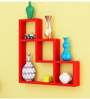 Decorasia L Shape MDF Wall Shelf(Number of Shelves - 7, Red)
