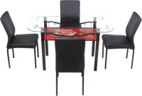 Woodness Glass 4 Seater Dining Set(Finish Color - Black)   Furniture  (Woodness)